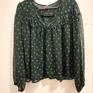 Old Navy Dark Green Floral Blouse